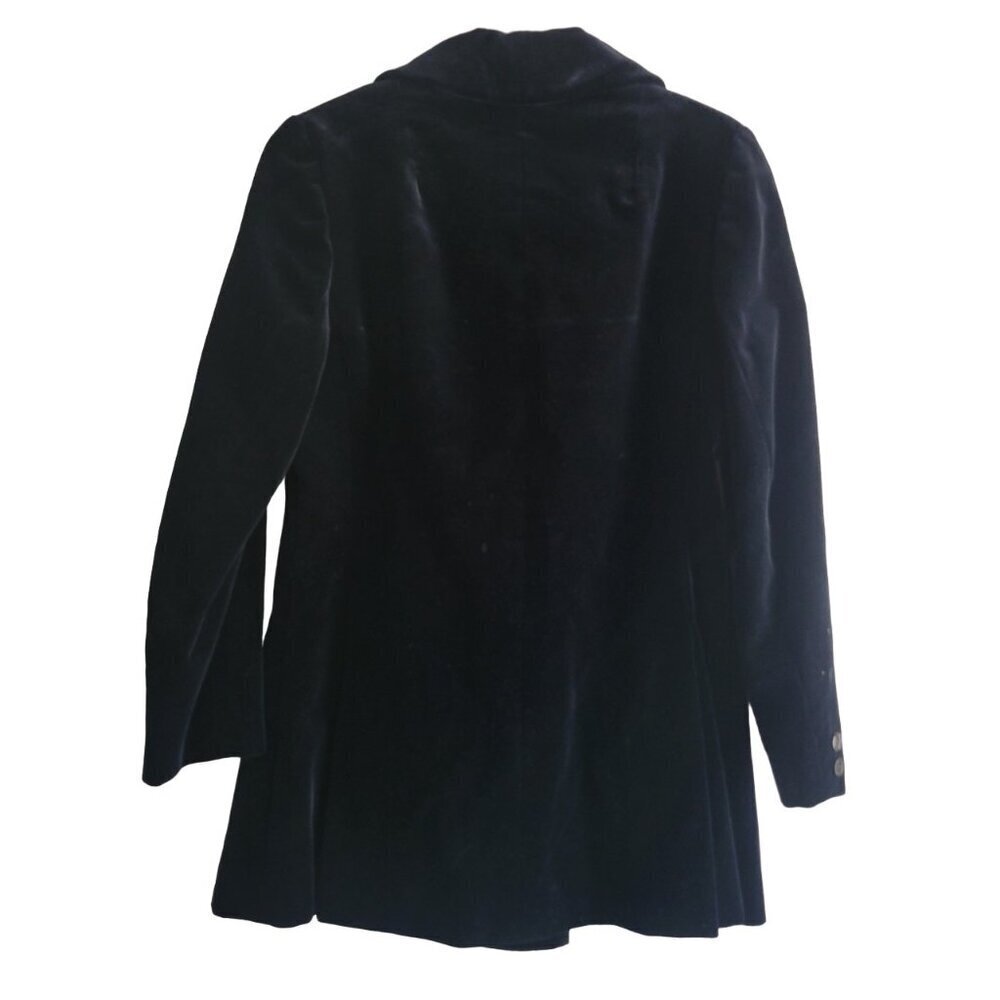 LA FLAQUE de PARIS Vintage Black Velvet Long Double Breasted Jacket - Picture 3 of 9